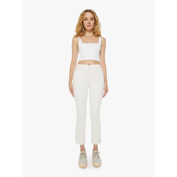 NWD Mother The Hustler Patch Pocket Flood Bootcut Jeans Sz 24 Cream Puffs #7B417 - Picture 1 of 13